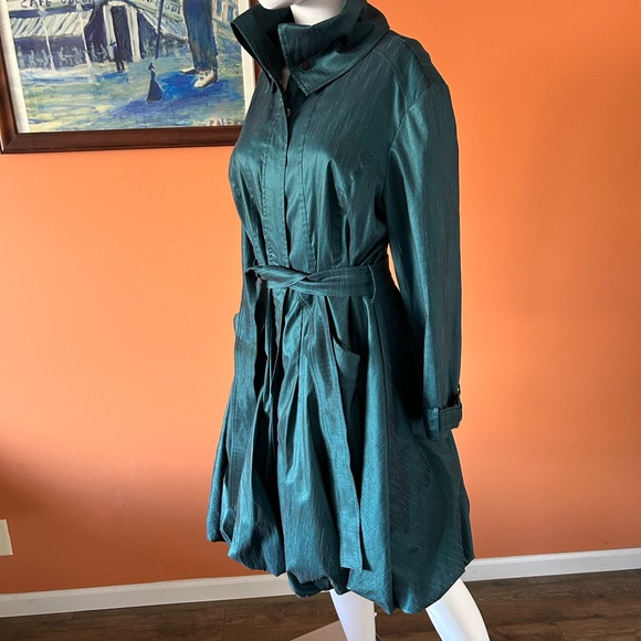 SAMUEL DONG dark jade green belted trench coat - Picture 7 of 12